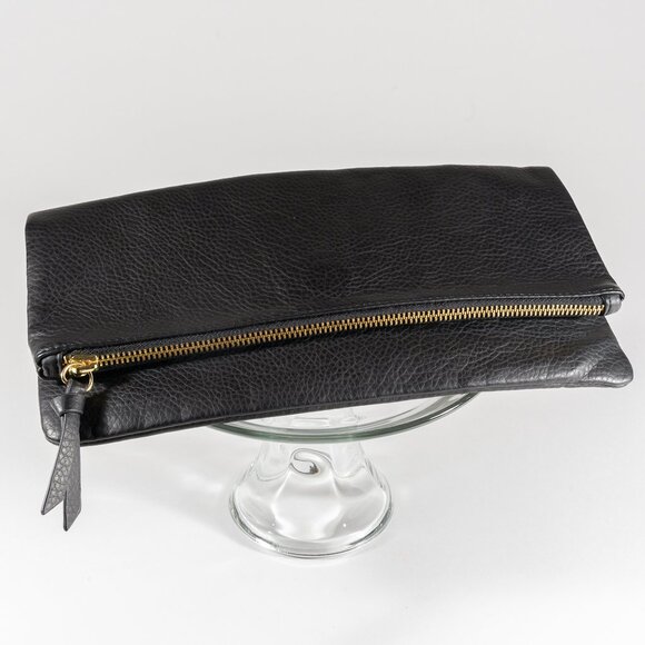 Black Fold Over Purse/Clutch with Gold Hardware (NWOT) - Picture 1 of 4